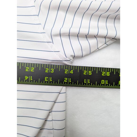 FootJoy Mens Golf Polo Shirt - Large White Pinstripe Performance Stretch - Picture 4 of 7